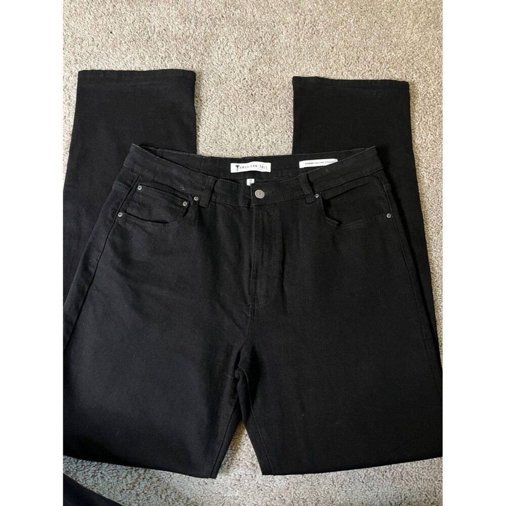 American Tall Harper High Rise Straight Leg Black Jeans Women’s 34 Inseam 35